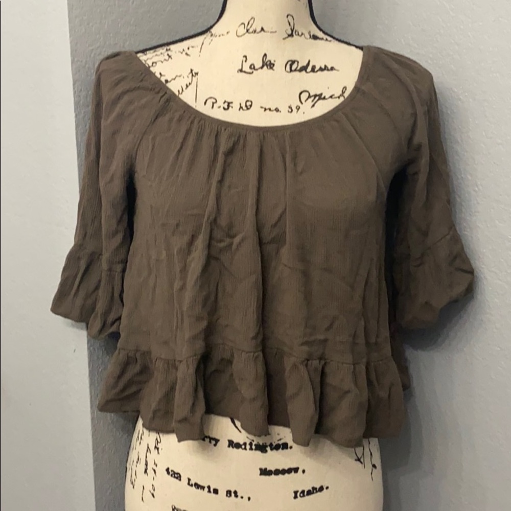 Olive Ruffle Top